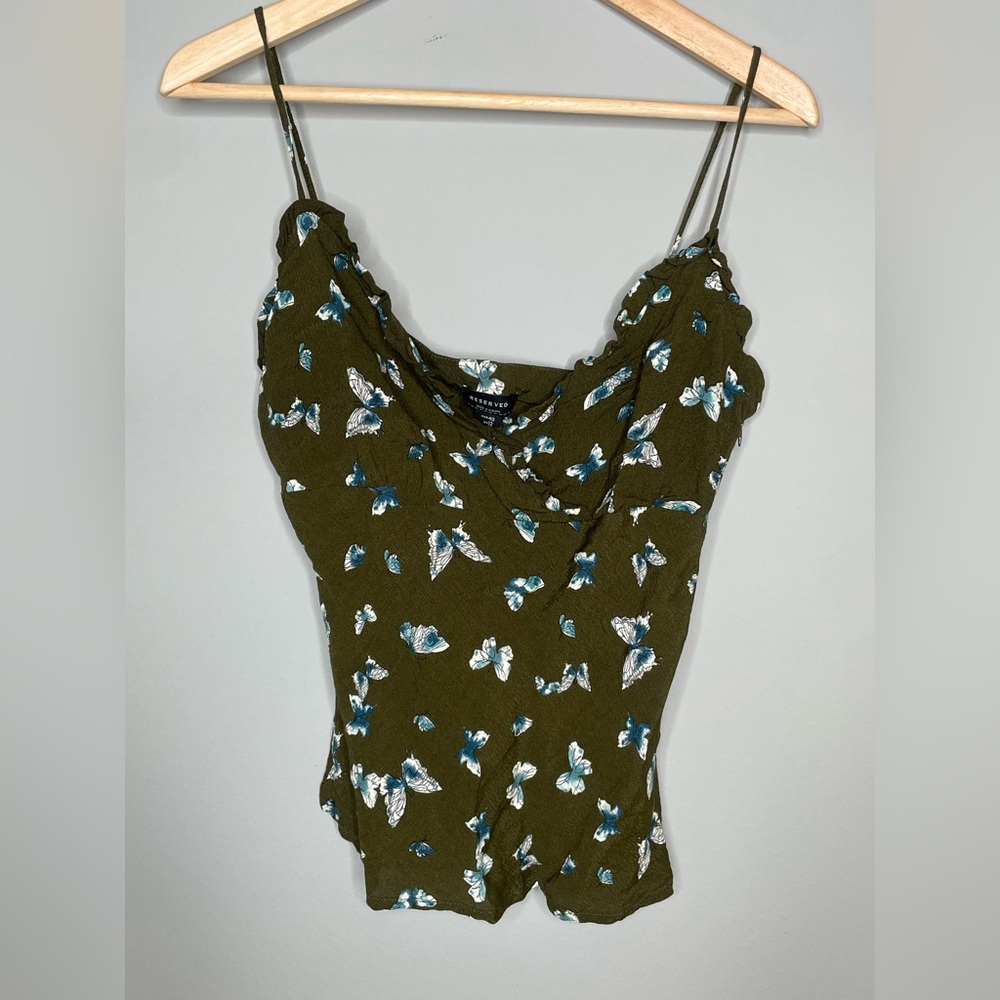 Y2K Green Butterfly 100% Viscose Cami Top (8-M)